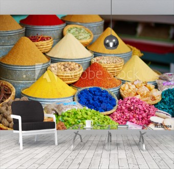 Picture of Selection of spices on a Moroccan market